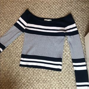 Off the shoulder cropped sweater